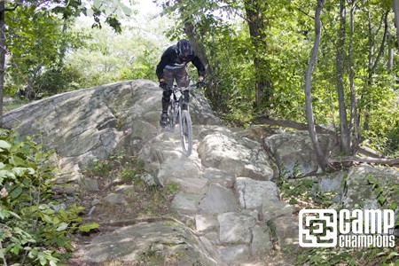 Camper Mitch Hitting a rock line up top