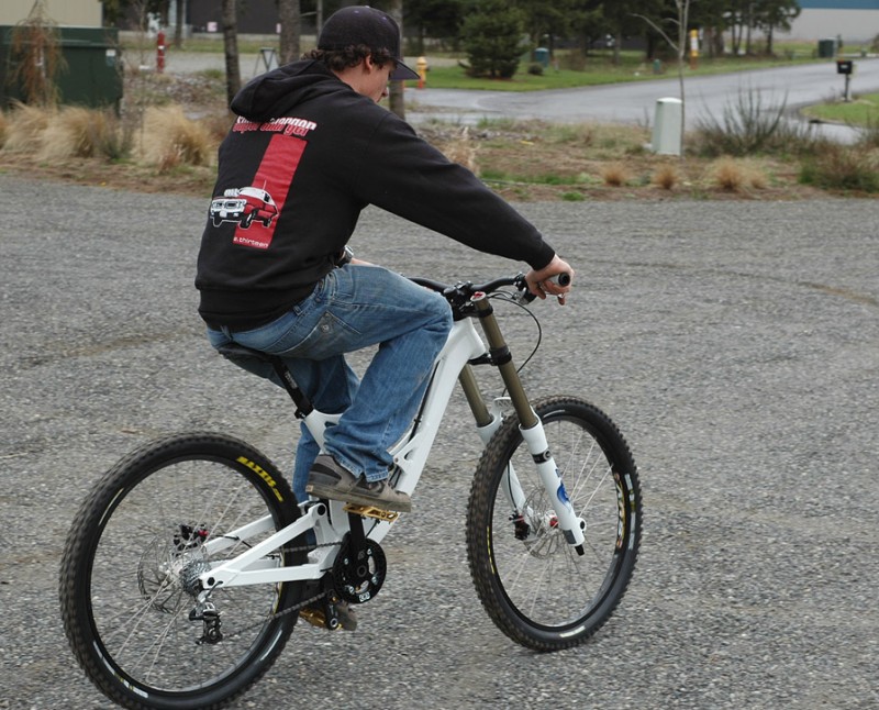 Lars on his first pedal after the build