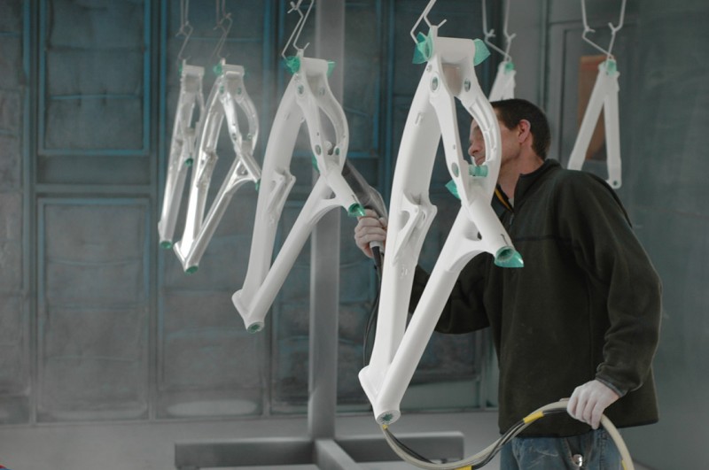 Powder coating the frames