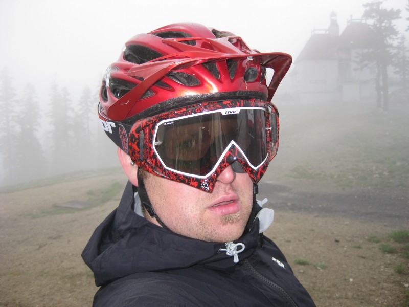 Author dons goggles and an XC lid.