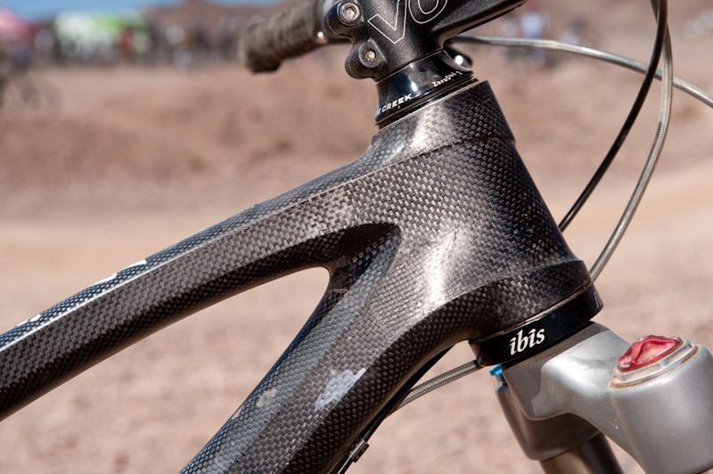 67 degree head angle with a 160mm fork (Brian's been running a 170mm fork, you can also run up to a 180mm).