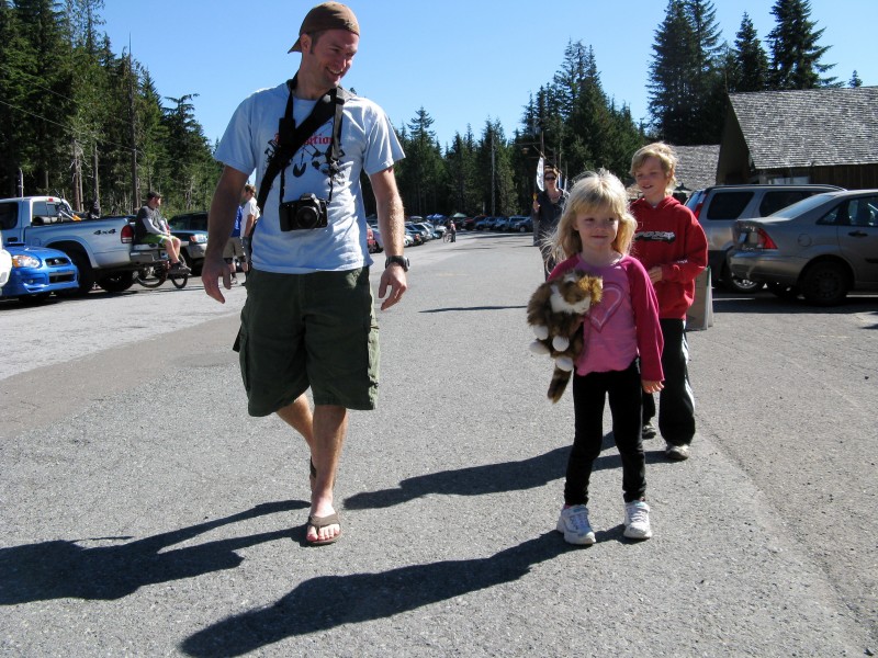 The Swiss Family Patterson stroll around the pits.
