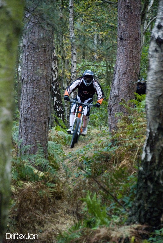 Andy Hughes weaving his way down