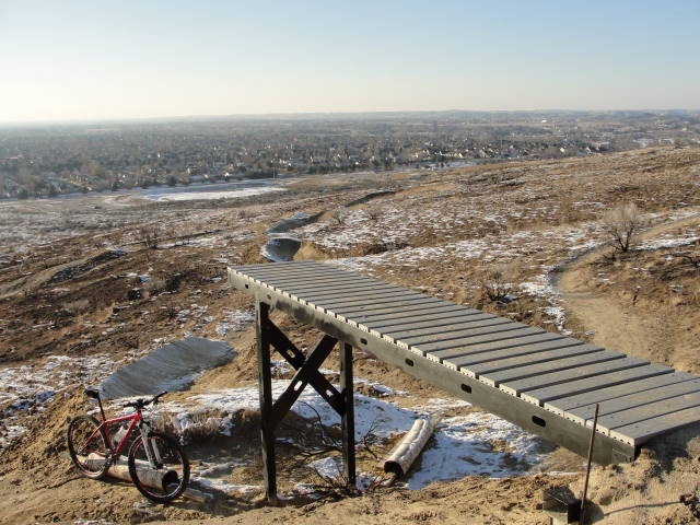 This is the 1st drop out of 3 on the Stormin Mormon freeride trail. We constructed the drops using galvanized steel with Trex type decking - should be solid for years to come.