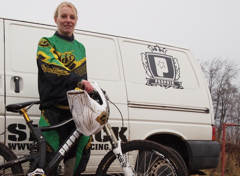 Harriet enjoying the high life - Bikes, Vans and Mud!