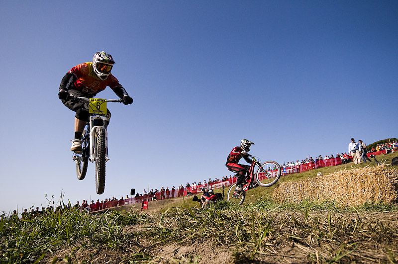 After the famously shot to shit berm, riders popped out of it with more ooomph than your mom.