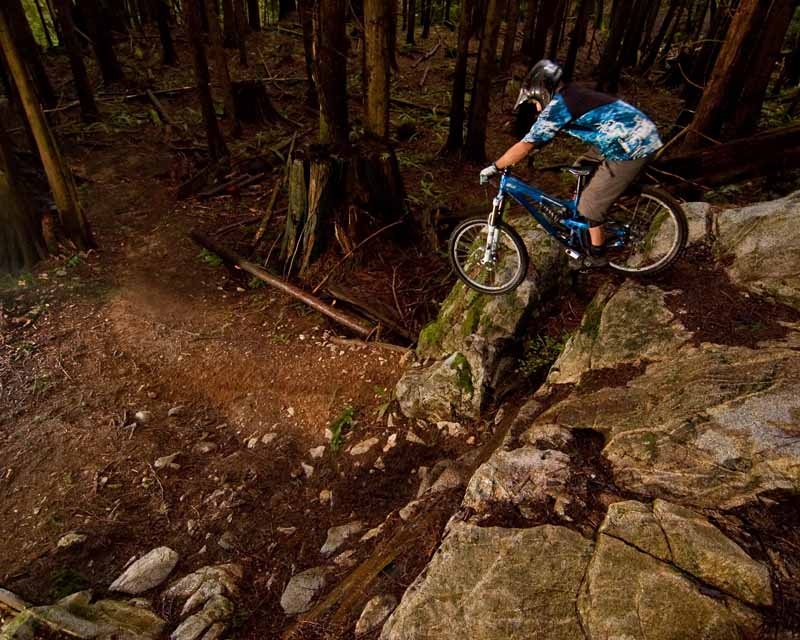 The tire is tough enough that you never have to shy away from any terrain, big or small. Here Bryan launches a burly line.