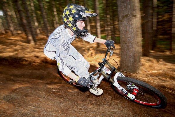 Jono getting pinned into the berm