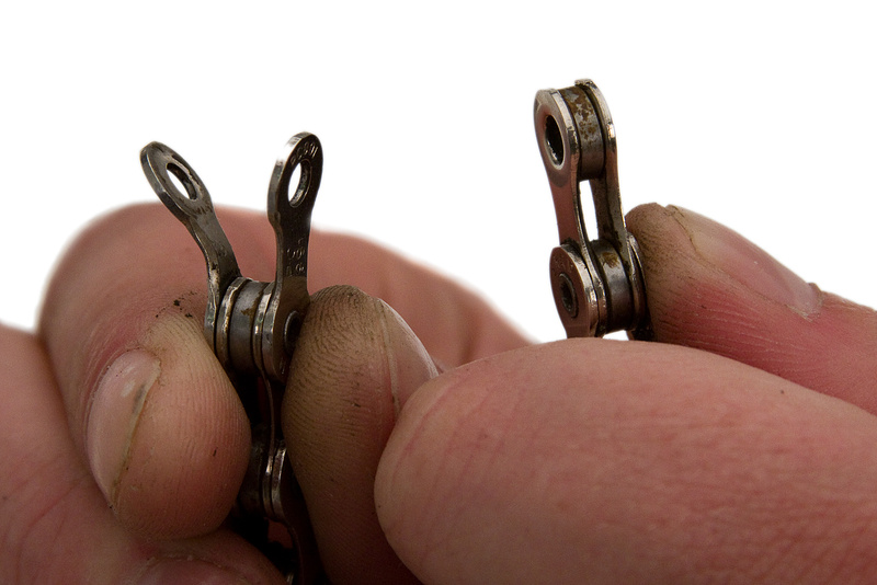 Damaged chain link that needs to be removed