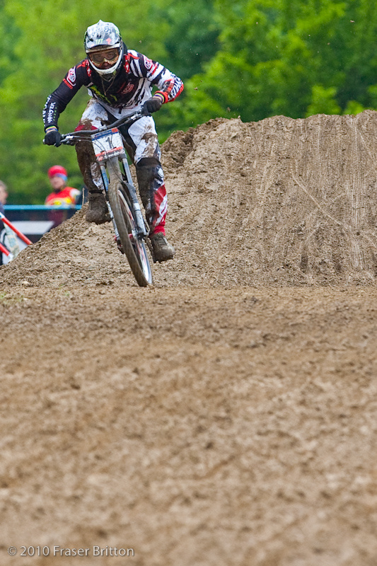 Sam qualified way out in front, but made a small error with a tear off and went down with one  <br> hand on the bars. 