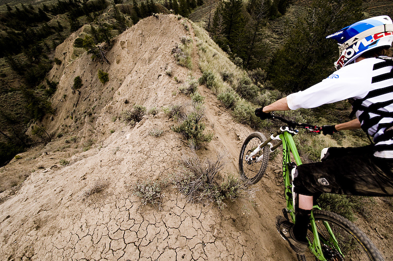 The exposure on either side of this trail wasn't so bad...until you ripped through it at speed. Then it was bad ass. The first time Ross Measures whaled into this section he almost went down to riders left of the picture.