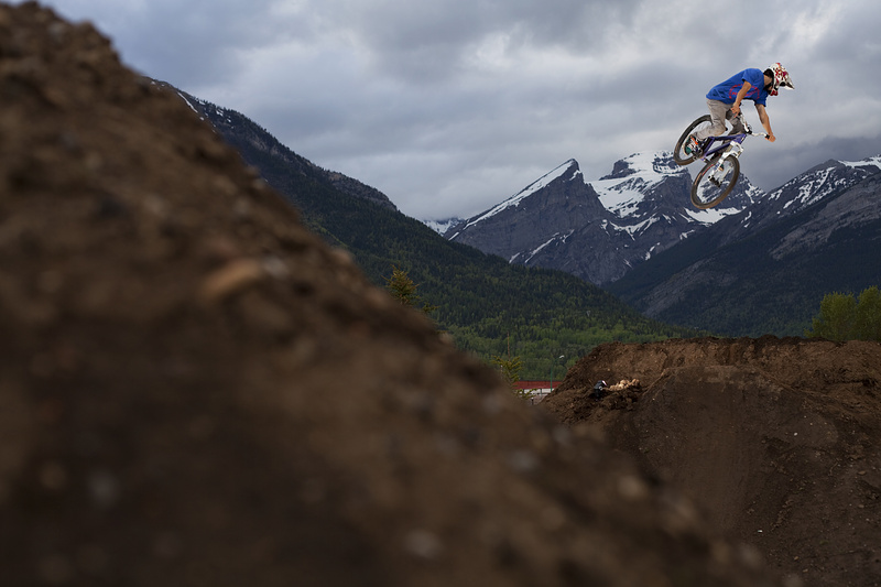 Paul riding the local jumps in the spring.