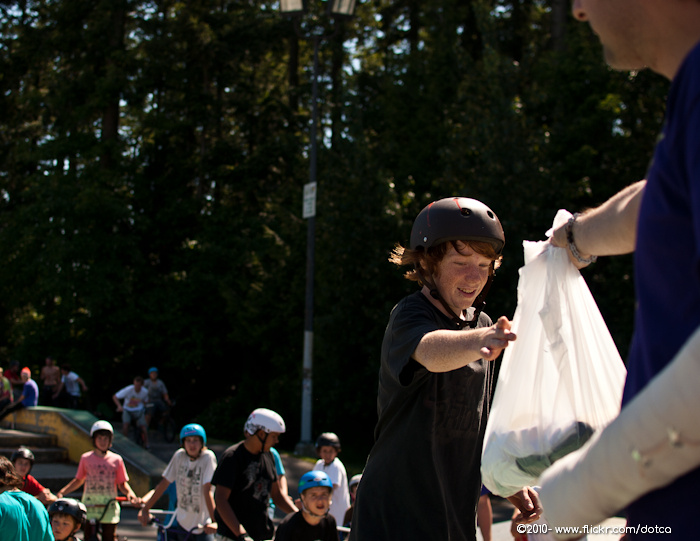 Owen claiming his goods he won.