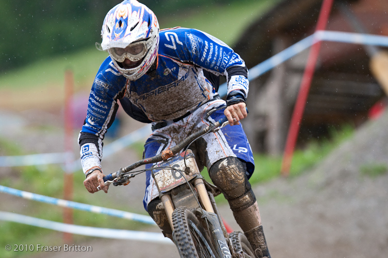 Blenki sprints through the rain to the finish, but didn't have enough to take the win.