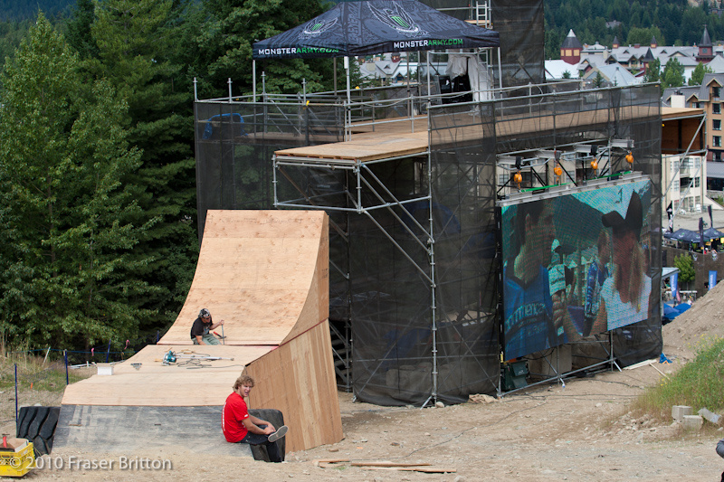 Riders will step up to the top of the judges tower via a rather large wooden booter..
