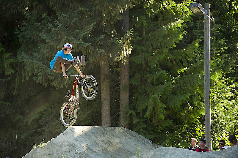 Brandon Semenuk with a heel clicker during Kirt Voreis' Jump Jam. So much talent--best wishes to a speedy recovery to Semenuk as well as the other riders injured during this year's Crankworx.