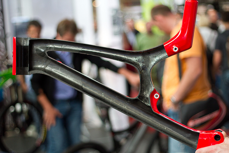 Just imagine having to cut one of these beauties in half... It nearly brings a tear to my eye. The carbon frame was in development long before you or I heard about it, and Santa Cruz used their Syndicate race team to help in the process. The carbon mold that is used to make the frame is incredibly expensive so it was very important that the geometry be 100% dialed before it was cast in stone. Listen to the audio to hear about the development process.