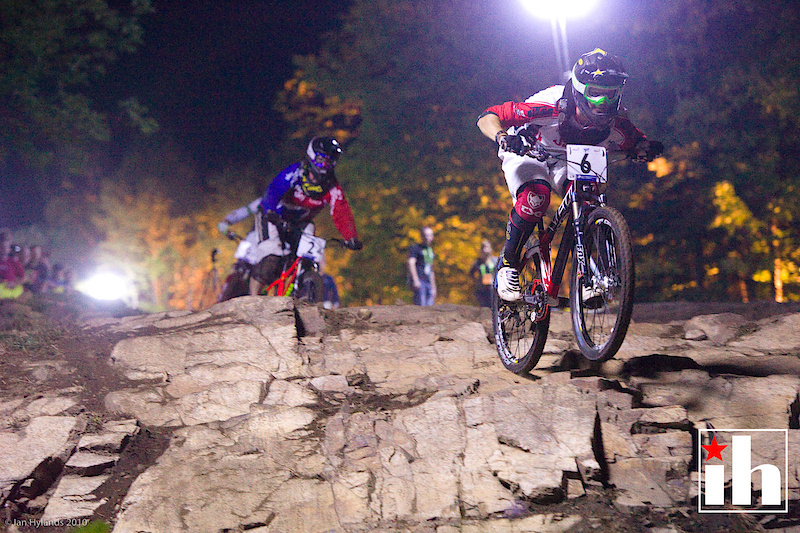Anita Molcik in the womens small final, what you don't see in this photo is Luana De Souza of Brazil on the far inside. Almost everyone took the riders right line through the rocks, but Luana went far left and managed to pass here for the win