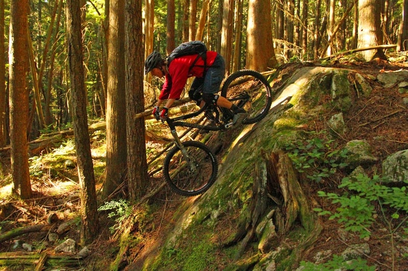 The Firebird enjoying some proper North Vancouver terrain. Dales Trail on Mt Seymour.