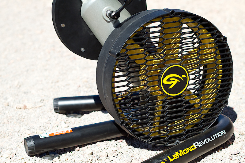 The Revolution's surrogate rear wheel is connected to a fan via a drive belt that doesn't require any lube or maintenance. The weighted fan is what provides the resistance, which is a bit of a rarity these days as a lot of trainers have gone to magnetic resistance. While a fan can be louder than a magnetic unit, which is the main reason why they are less common, there are advantages to air resistance. The fan used on the LeMond Fitness unit features a weighted perimeter that is said to offer much more progressive resistance than a magnetic unit could produce, thereby having a far more realistic feel that is less lurchy and doesn't hesitate when putting the power down after a moment of coasting.