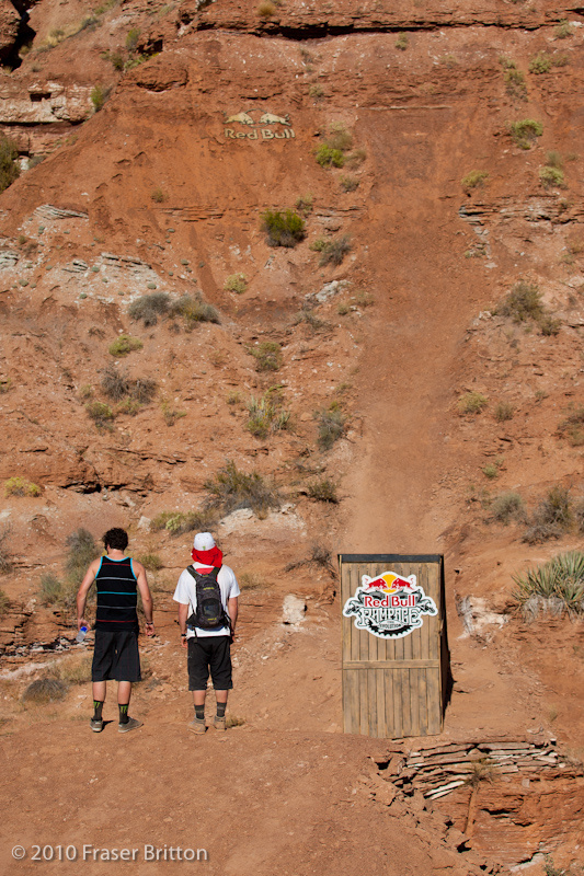 That big 'ol canyon gap is back for 2010. Is that roll-in super gnar or is it just me? I think I'd be more likely to hit the gap itself before the actual drop into it! We saw some massive whips, suicide no-handers, and supermans on this gigantic jump at the last event, I'm sure we'll see more of the same and some new moves being thrown down this year. Freestyle moto honchos flip stuff way bigger than this, I know that it is completely different, but who knows? Nothing beats a big slow old fashioned whip, in my books anyway.