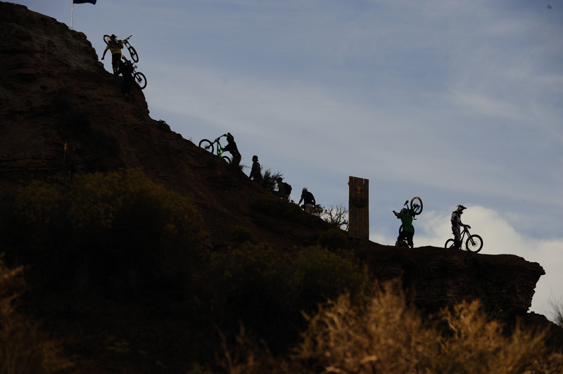 Riders heading up to start gate one.