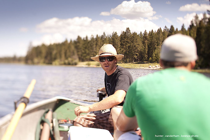 Matt in charge of the boat while out fishing with friends.