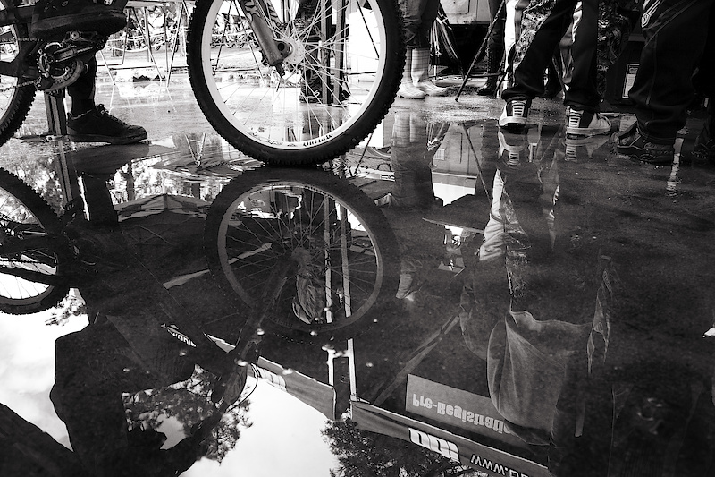 Water greeted riders at registration in the morning