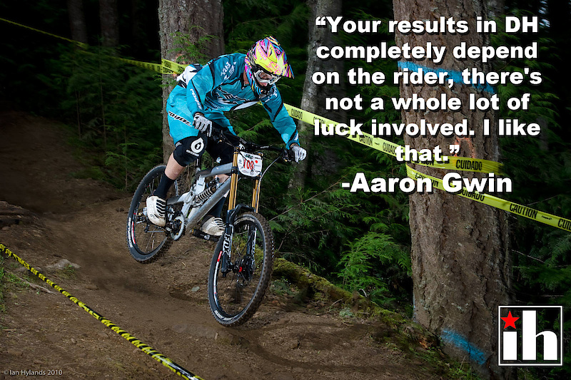 Gwin at the Pro GRT race at Port Angeles, Washington. Like a lot of North American racers, he'd like to see more World Cup races held on his home continent.