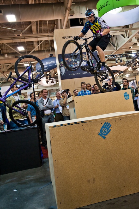 Jeff Lenosky put on a show in January with his Giant STP at the Outdoor Retailer Winter Market expo in Salt Lake City, Utah.