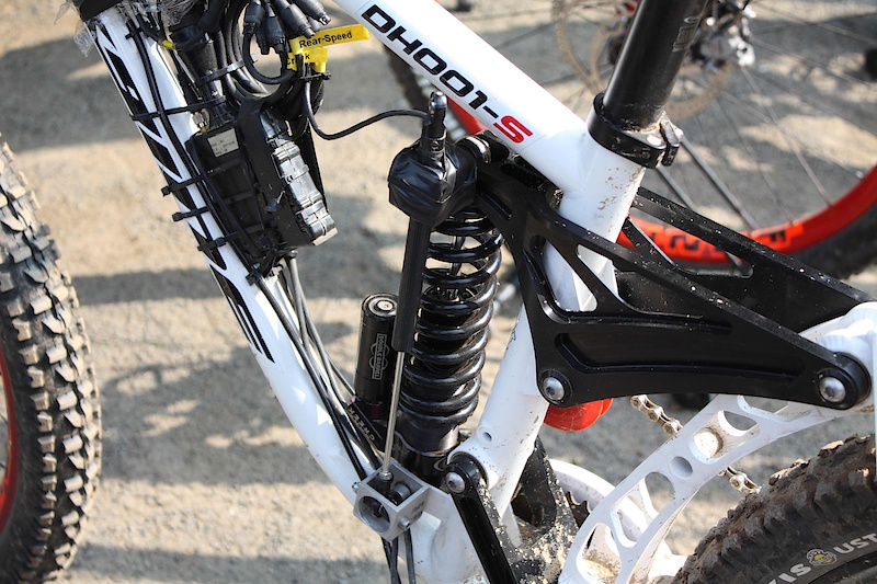 A K9 DH001-S ready to do some testing with a telemetry unit strapped to it. Running telemetry on a mountain bike has been done before, but it's never been available for the un-sponsered rider to take advantage of.
