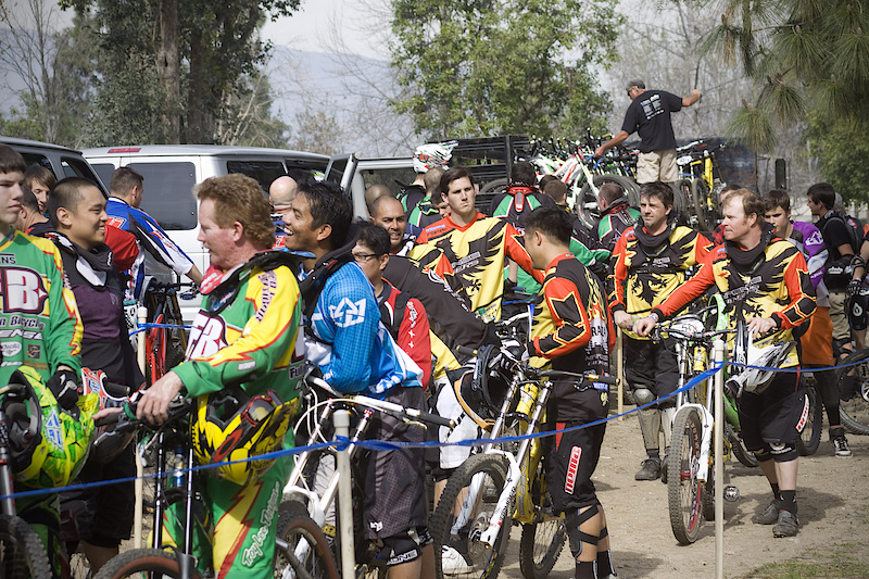 Riders were out in flocks waiting for the shuttle to pick them and their bikes up