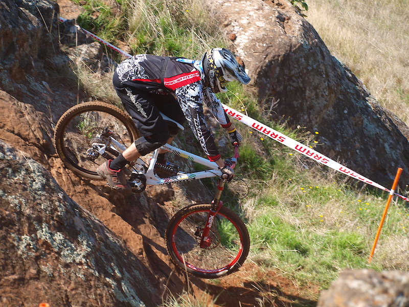 Kieran Reinboth rolling into a section that caused many a flat. Photo: Peter Karas
