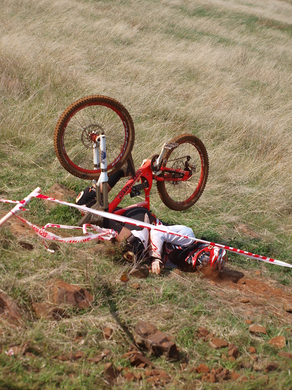 Crashes were a common occurance as the technical sections are quite challenging. Photo: Peter Karas