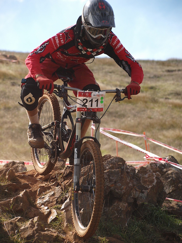 Henry Blake crashed in his final run at the same place he crashed in his qualifying. Photo: Peter Karas