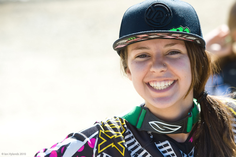 Happy after her win in the Air DH at Crankworx