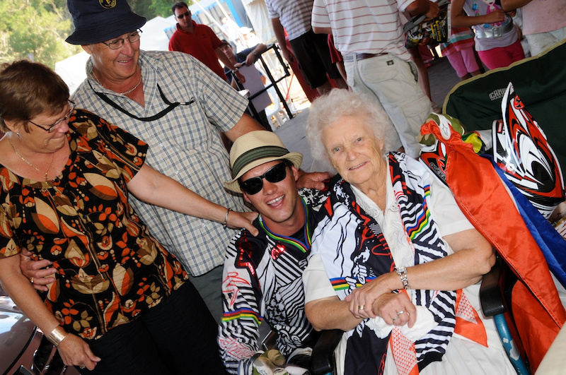 Greg elated with his family around to experience his win 2 years ago.