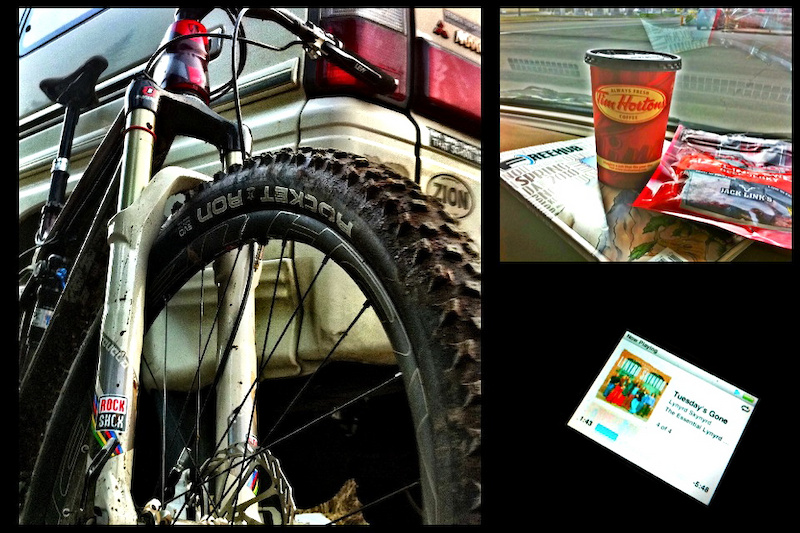 A killer bike, great reading material, Tim Hortins coffee and beef jerky, and some good road trip tunes - all the ingredients for a proper journey.