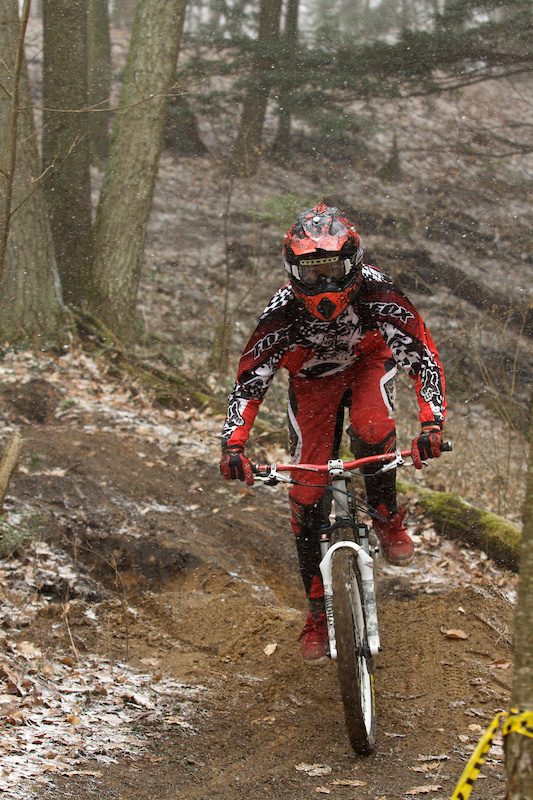  50. April snowfall with Jeremy Anderson riding Lactate Threshold at Big Trees.
