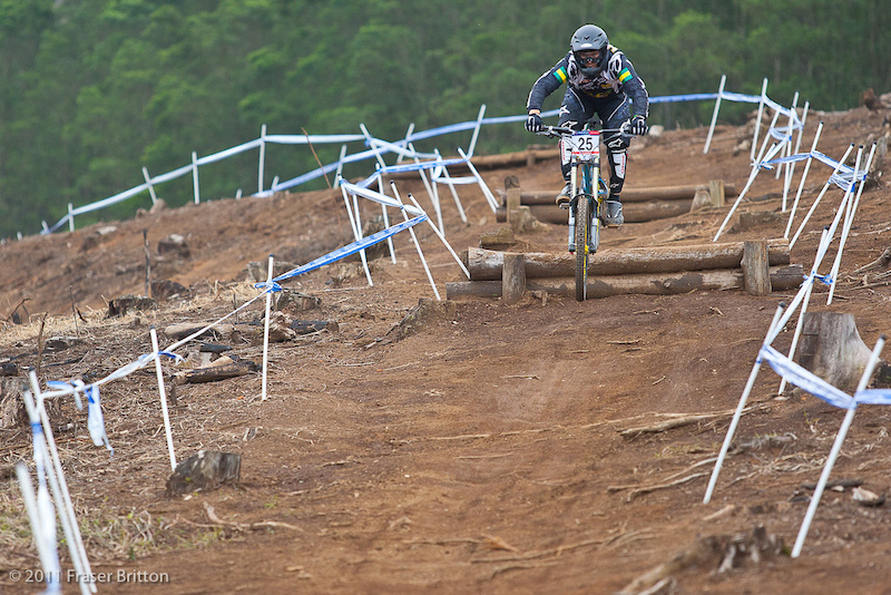 Everyone is complaining about the massive pedalling section. Most sat through it in practice and said hi to the photographers littered along it. Here, Mick Hannah show's why he is all business... he sprinted the entire thing and jumped every jump.