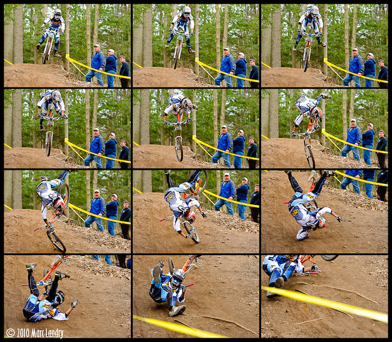  64. Marc Landry snaps this sequence of Oskar Andersen managing to land safely on his back instead of on his head.