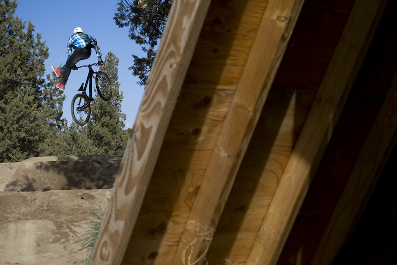 Ryan Meyer pops a nice no foot can over the set up spine jump. Only a handful of riders were tricking this one.