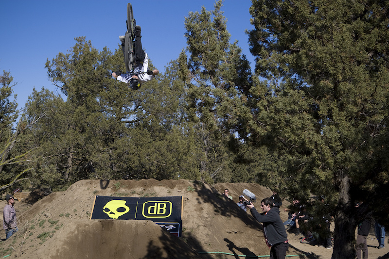 Cam pulled out all the stops on the first run with this front flip. I had seen it in practice a couple times, but thought he might hold out until the last run to throw it down. Glad I got this shot when it happened... he almost flipped out of the frame.