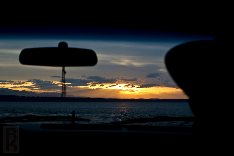 Checking out the sunset from the truck