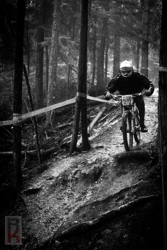 Brent Van Fossen jumping over the roots