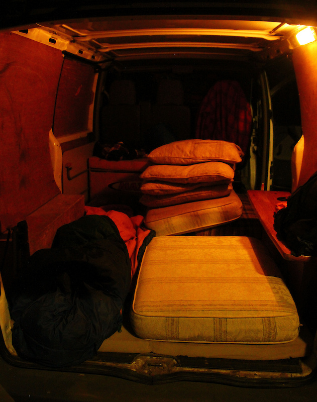 The van ready for sleeping