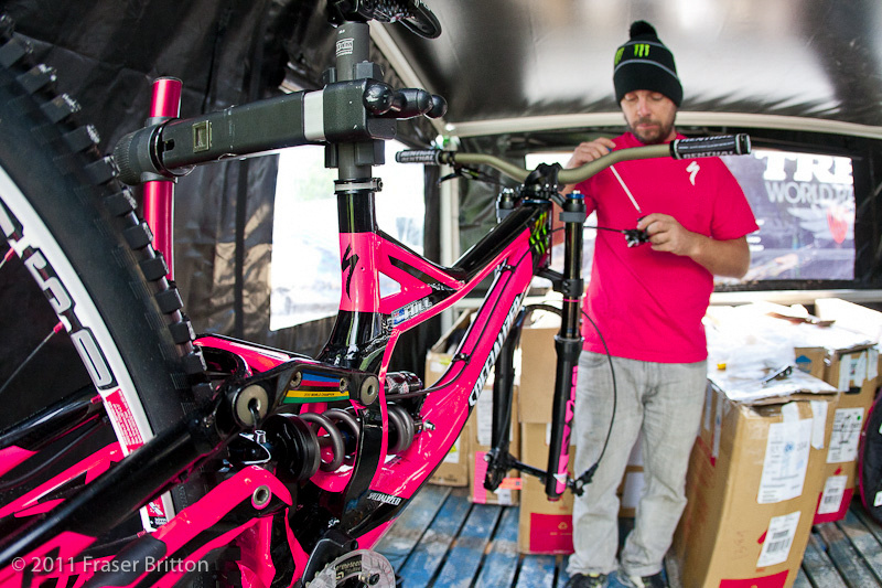 It all starts here. Jacy keeps the wheels turning for the Monster Energy - Specialized team.