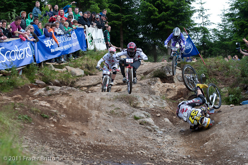Joost Wichman got the holeshot but crashed here in the rocks...