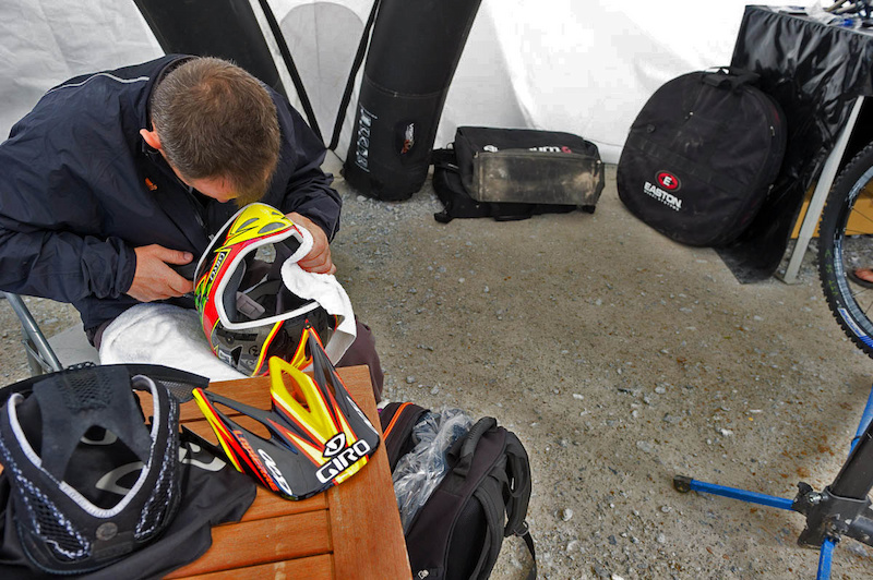 Newness: Sam Blenkinsop's new lid gets a custom fit.