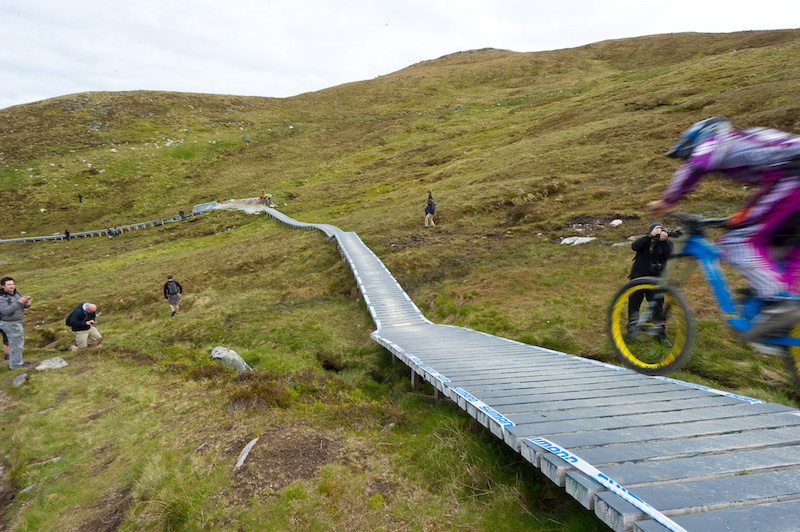 Cross winds on this board walk will damn near take you off the path and into the heather.